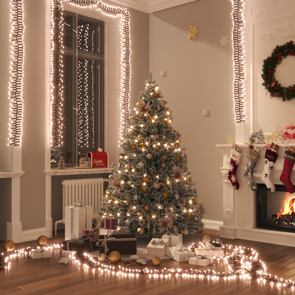Led-Lichterkette Mit 400 Leds Warmweiß 7,4 M Pvc Warmweiß Und Dunkelgrün