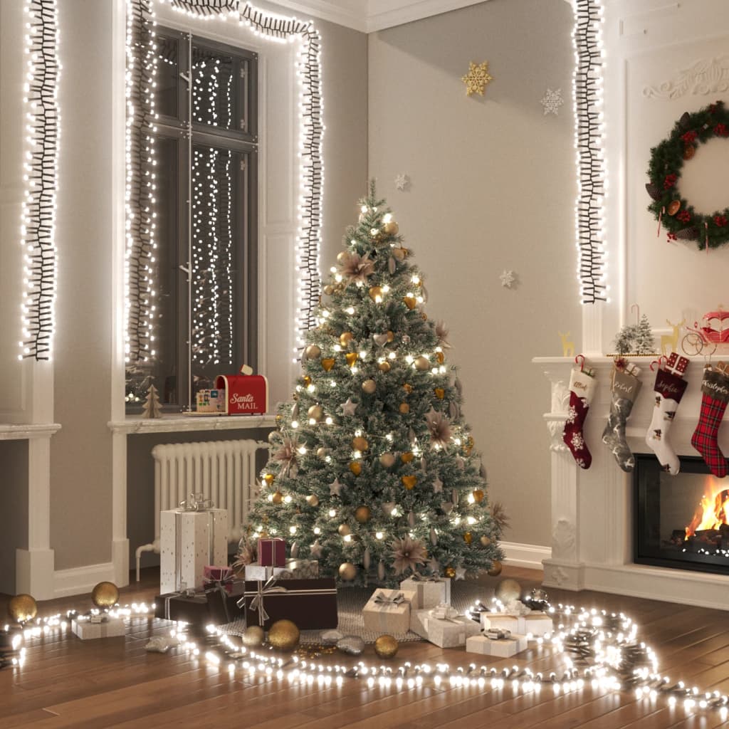 Led-Lichterkette Mit 400 Leds Kaltweiß 7,4 M Pvc Kaltweiß Und Dunkelgrün