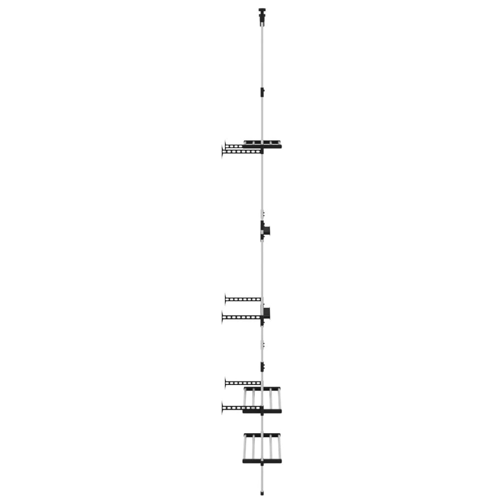Teleskop-Gartenregal Mit 3 Ablagen Silber Aluminium