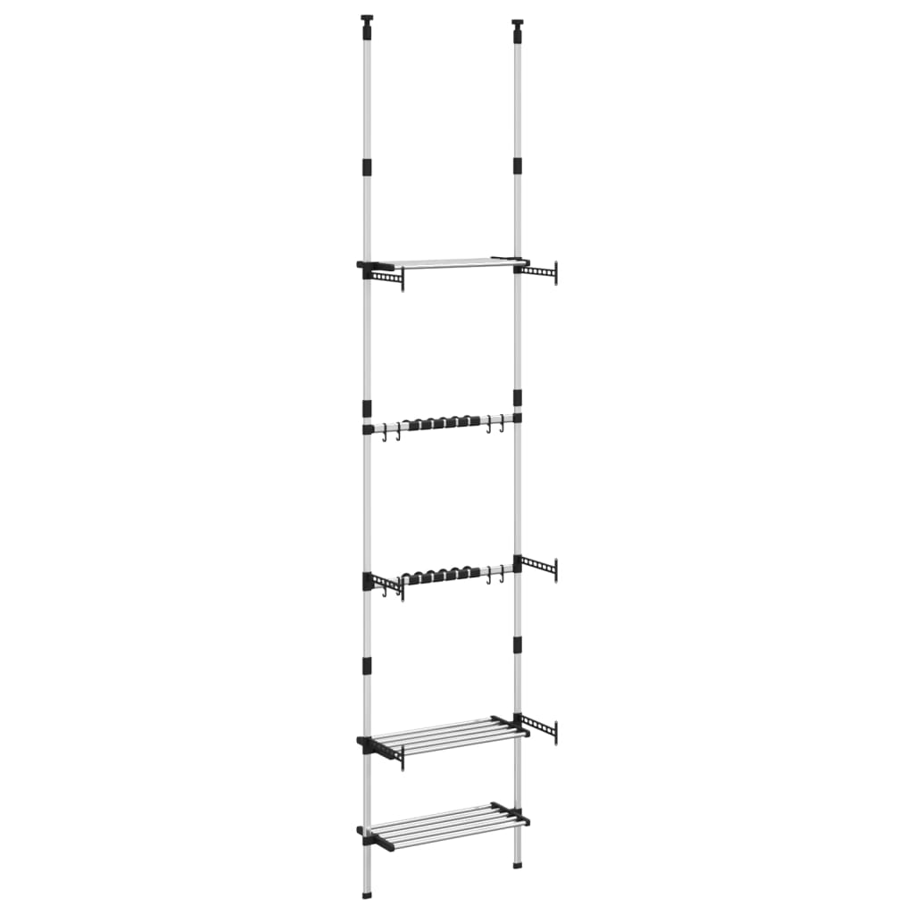Teleskop-Gartenregal Mit 3 Ablagen Silber Aluminium