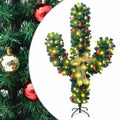 Weihnachtskaktus Mit Ständer Und Led Grün Pvc Weiß