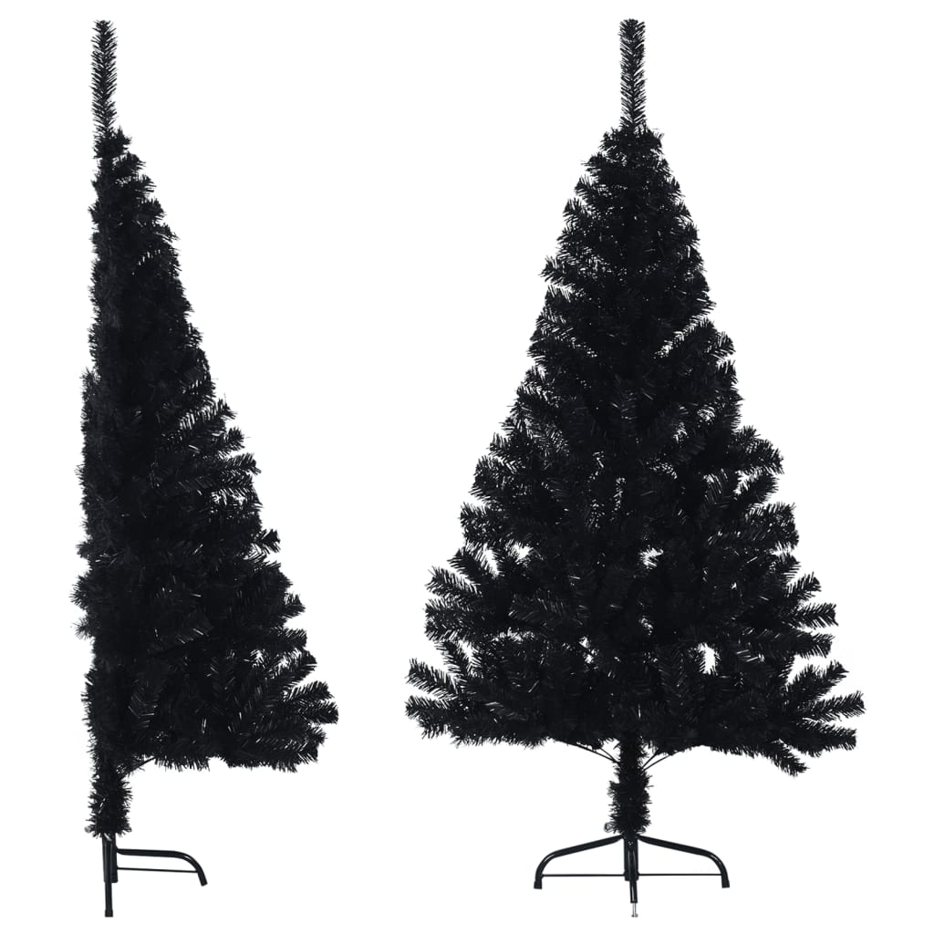 Künstlicher Halb-Weihnachtsbaum Mit Ständer 210 Cm Pvc Schwarz