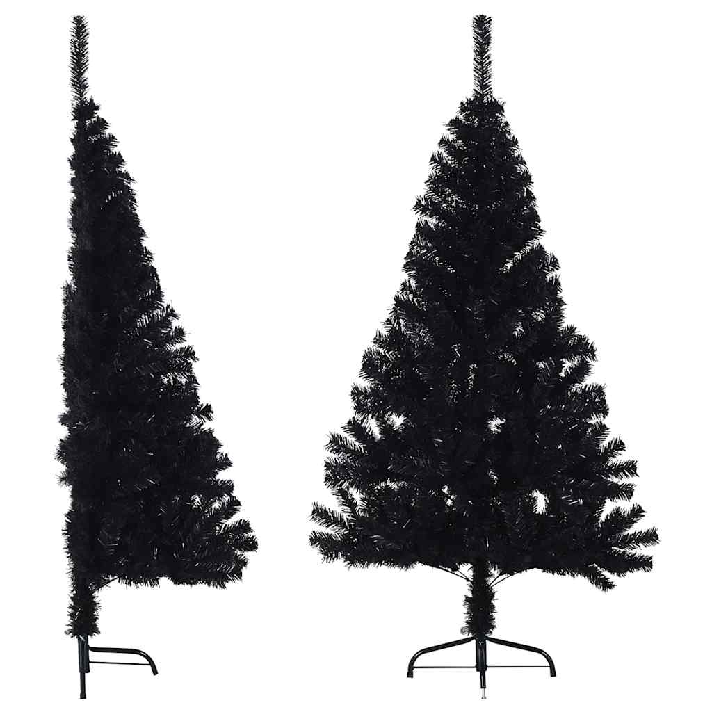 Künstlicher Halb-Weihnachtsbaum Mit Ständer 210 Cm Pvc Schwarz