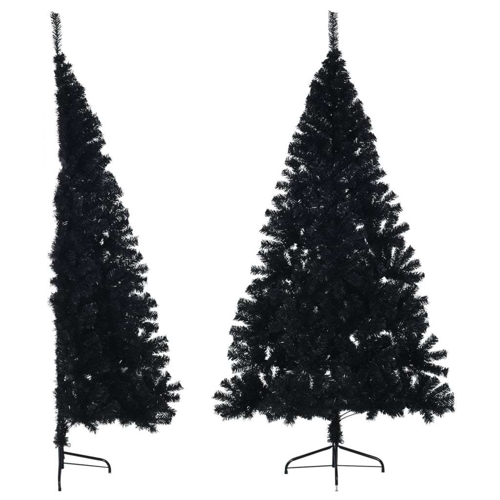 Künstlicher Halb-Weihnachtsbaum Mit Ständer 210 Cm Pvc Schwarz