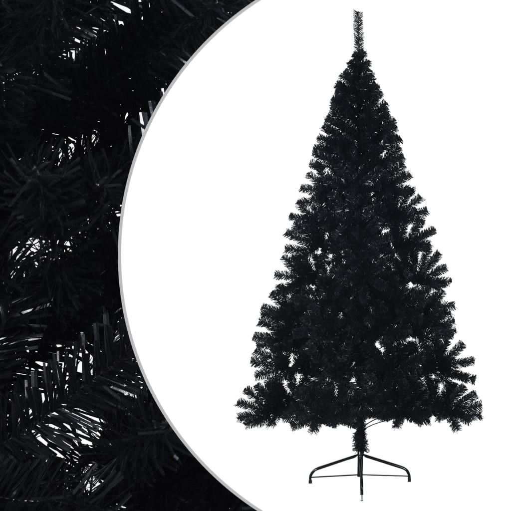 Künstlicher Halb-Weihnachtsbaum Mit Ständer 210 Cm Pvc Schwarz