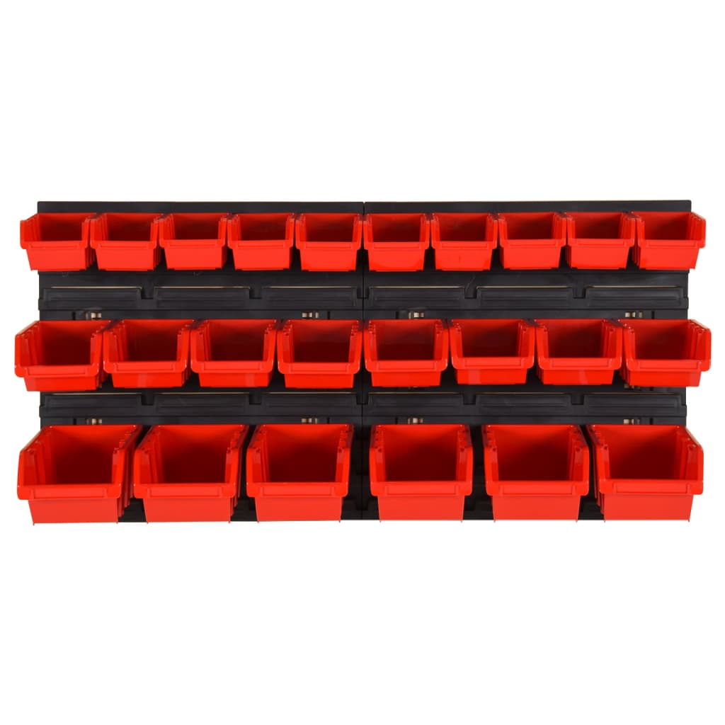 26-Tlg Stapelboxen-Wandregal Rot & Schwarz 77X39Cm Polypropylen