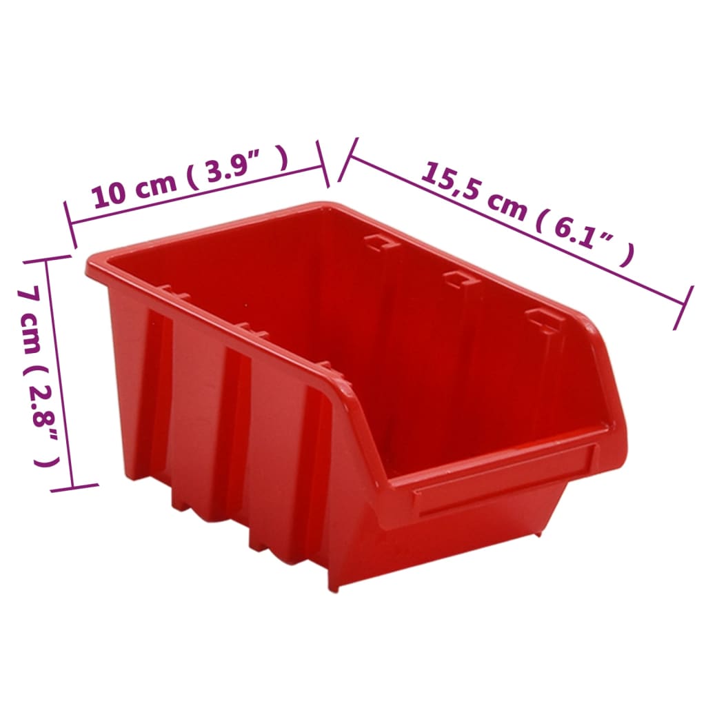 26-Tlg Stapelboxen-Wandregal Rot & Schwarz 77X39Cm Polypropylen