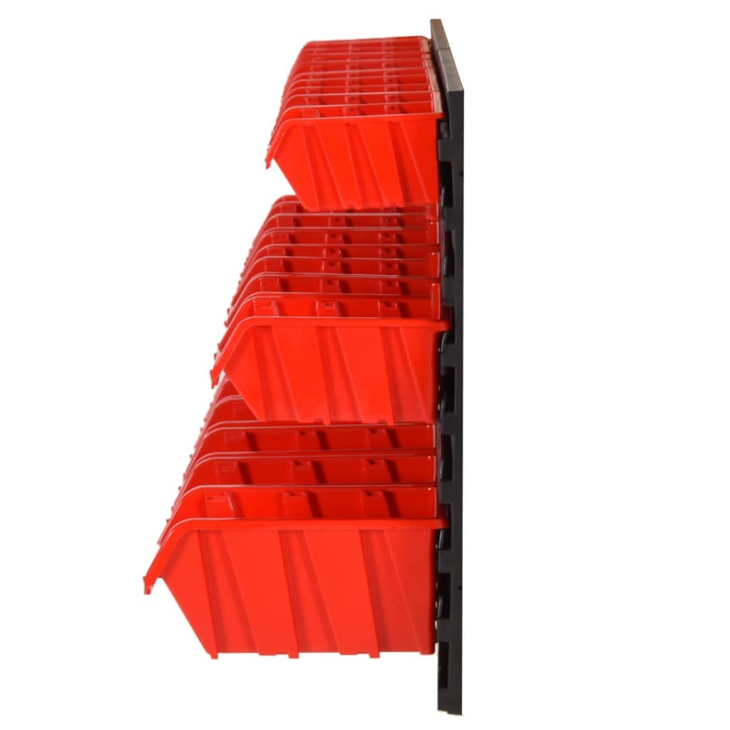 26-Tlg Stapelboxen-Wandregal Rot & Schwarz 77X39Cm Polypropylen