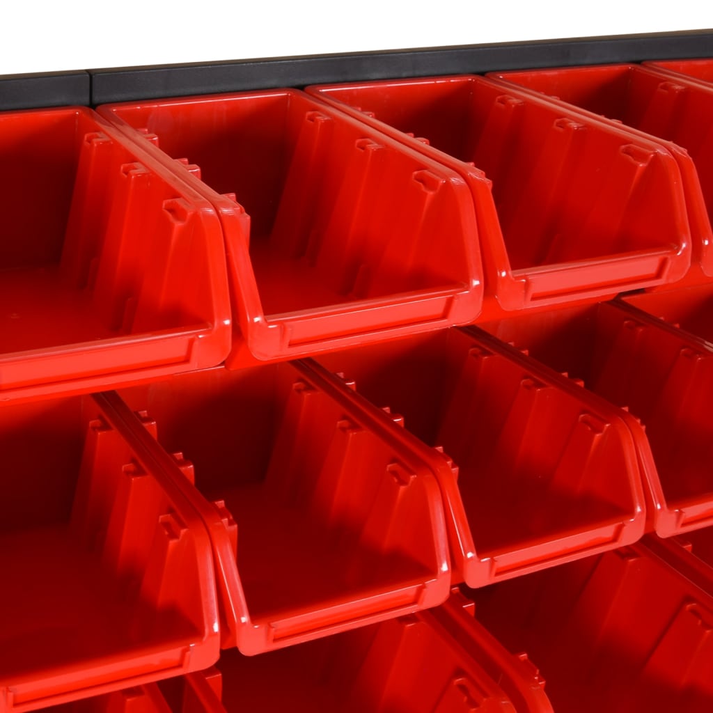 26-Tlg Stapelboxen-Wandregal Rot & Schwarz 77X39Cm Polypropylen