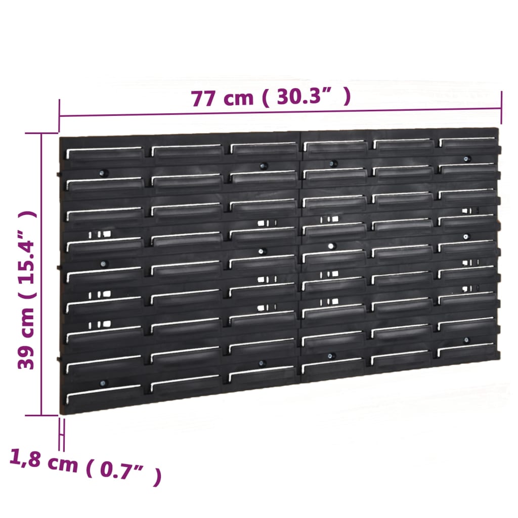 26-Tlg Stapelboxen-Wandregal Rot & Schwarz 77X39Cm Polypropylen
