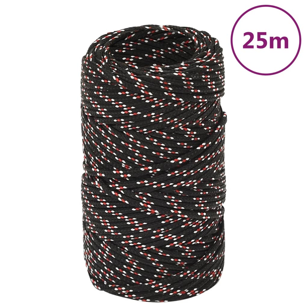 Bootsseil Polypropylen Schwarz Schwarz Und Rot