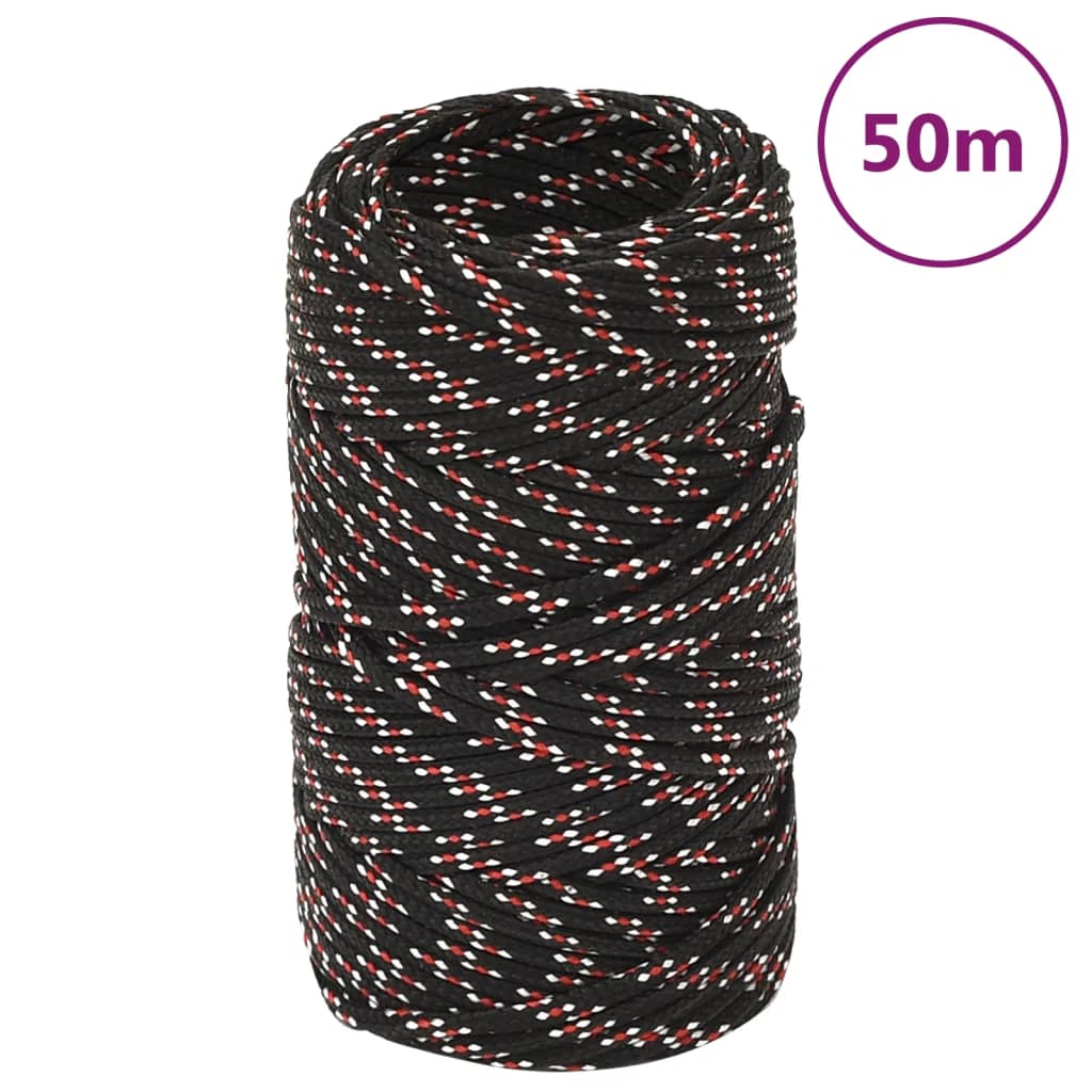 Bootsseil Polypropylen Schwarz Schwarz Und Rot