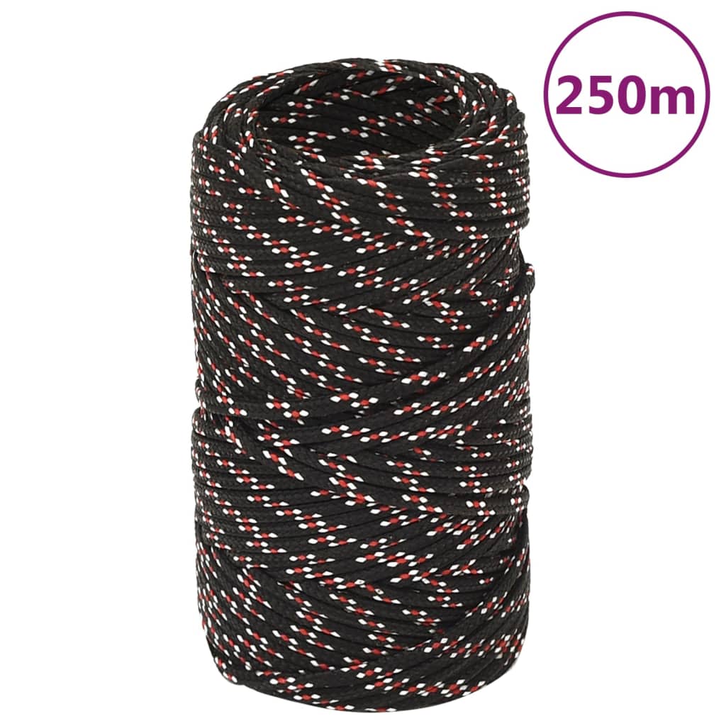 Bootsseil Polypropylen Schwarz Schwarz Und Rot