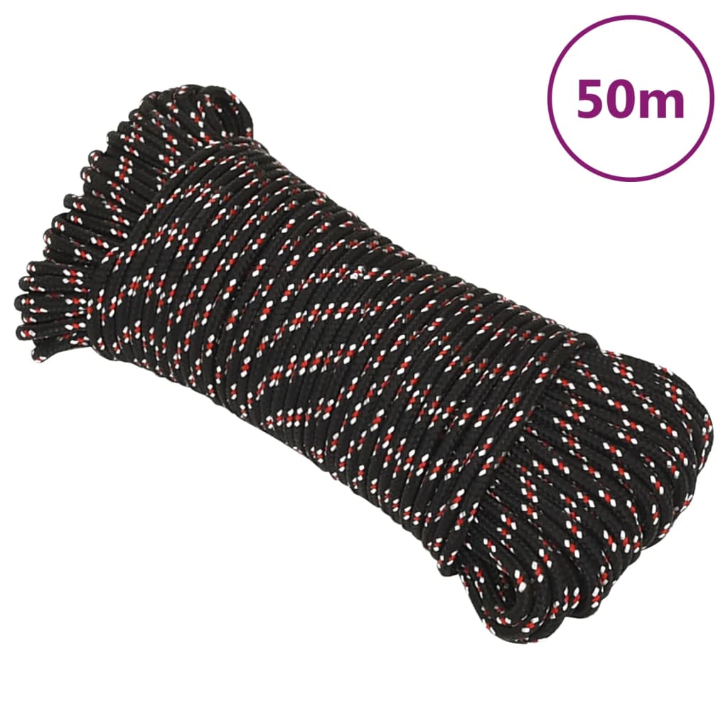 Bootsseil Polypropylen Schwarz Schwarz Und Rot
