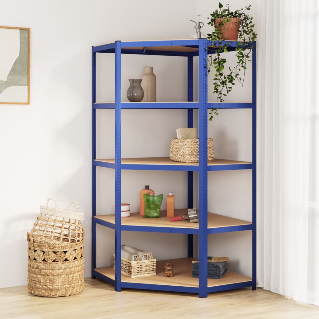 Lagerregal Mit 5 Böden Stahl & Holzwerkstoff Blau