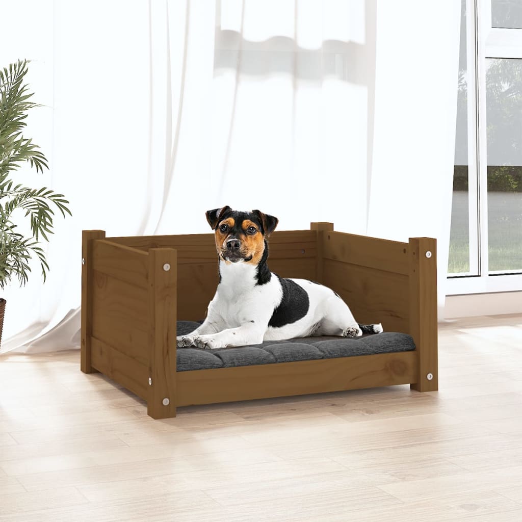 Hundebett 55,5X45,5X28 Cm Massivholz Kiefer