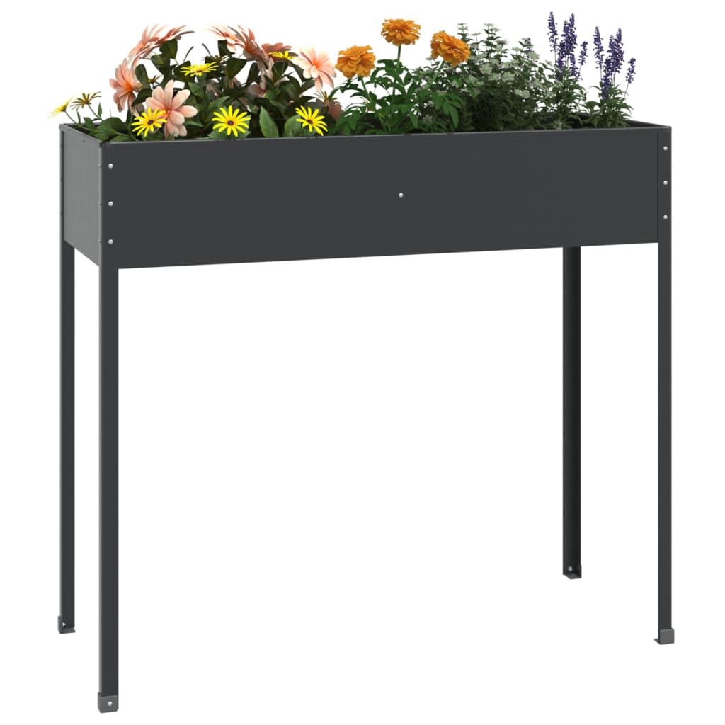 Pflanzkübel Anthrazit 100,5X40,5X90 Cm Verzinkter Stahl Schwarz