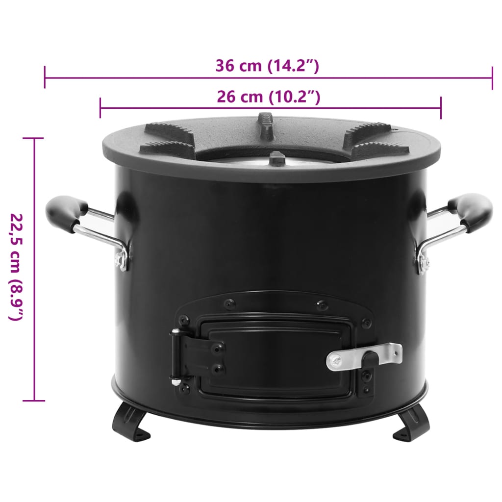 Camping-Ofen Schwarz 36X26X22,5 Cm Metall