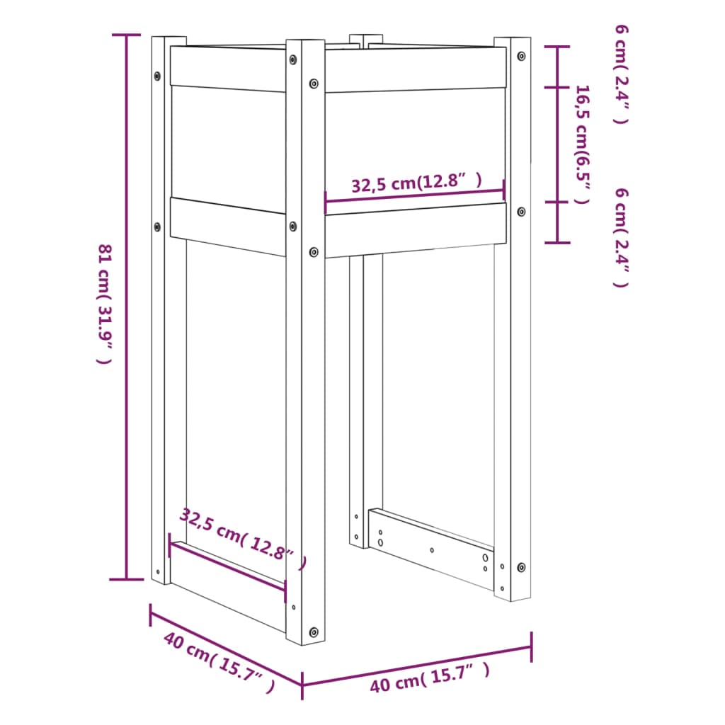 Pflanzkübel Massivholz Kiefer Schwarz