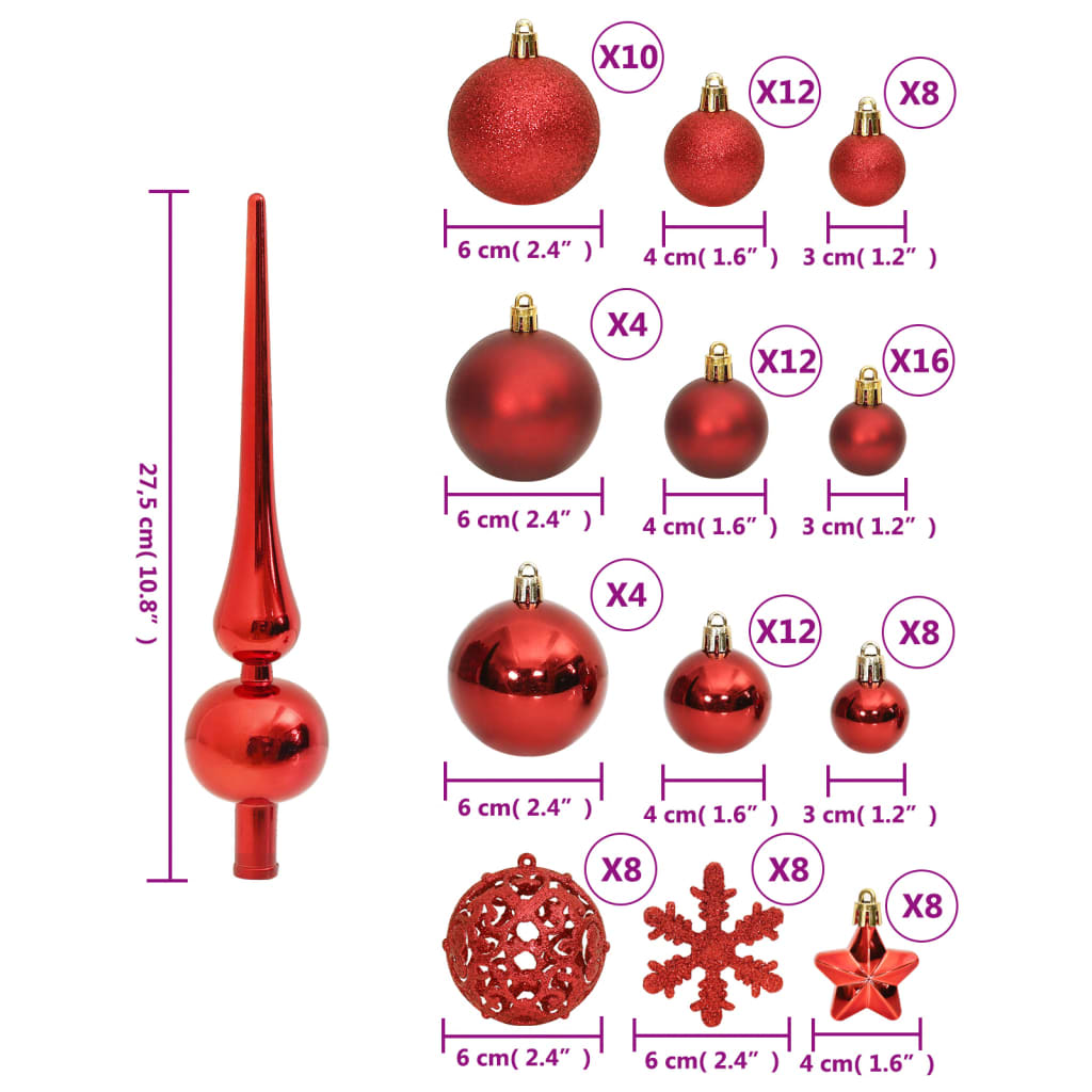 111-Tlg. Weihnachtskugel-Set Polystyrol
