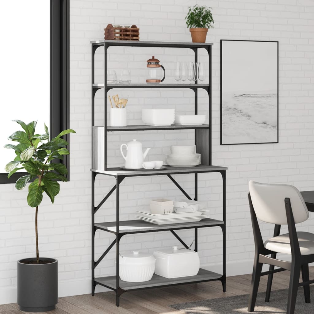 Bäckerregal 6 Fächer Braun Eichen-Optik 90X40X180 Cm