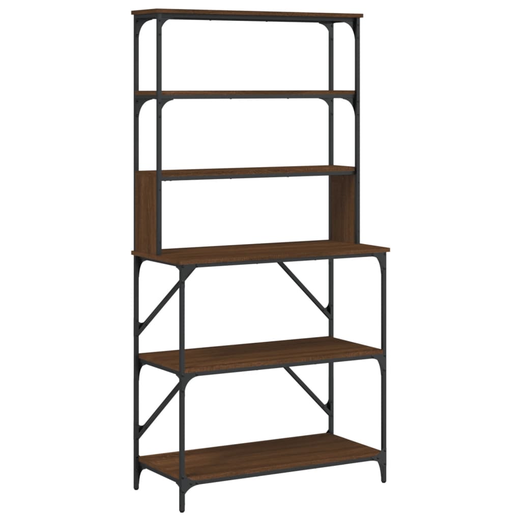 Bäckerregal 6 Fächer Braun Eichen-Optik 90X40X180 Cm