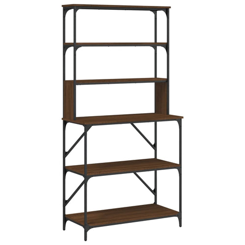 Bäckerregal 6 Fächer Braun Eichen-Optik 90X40X180 Cm