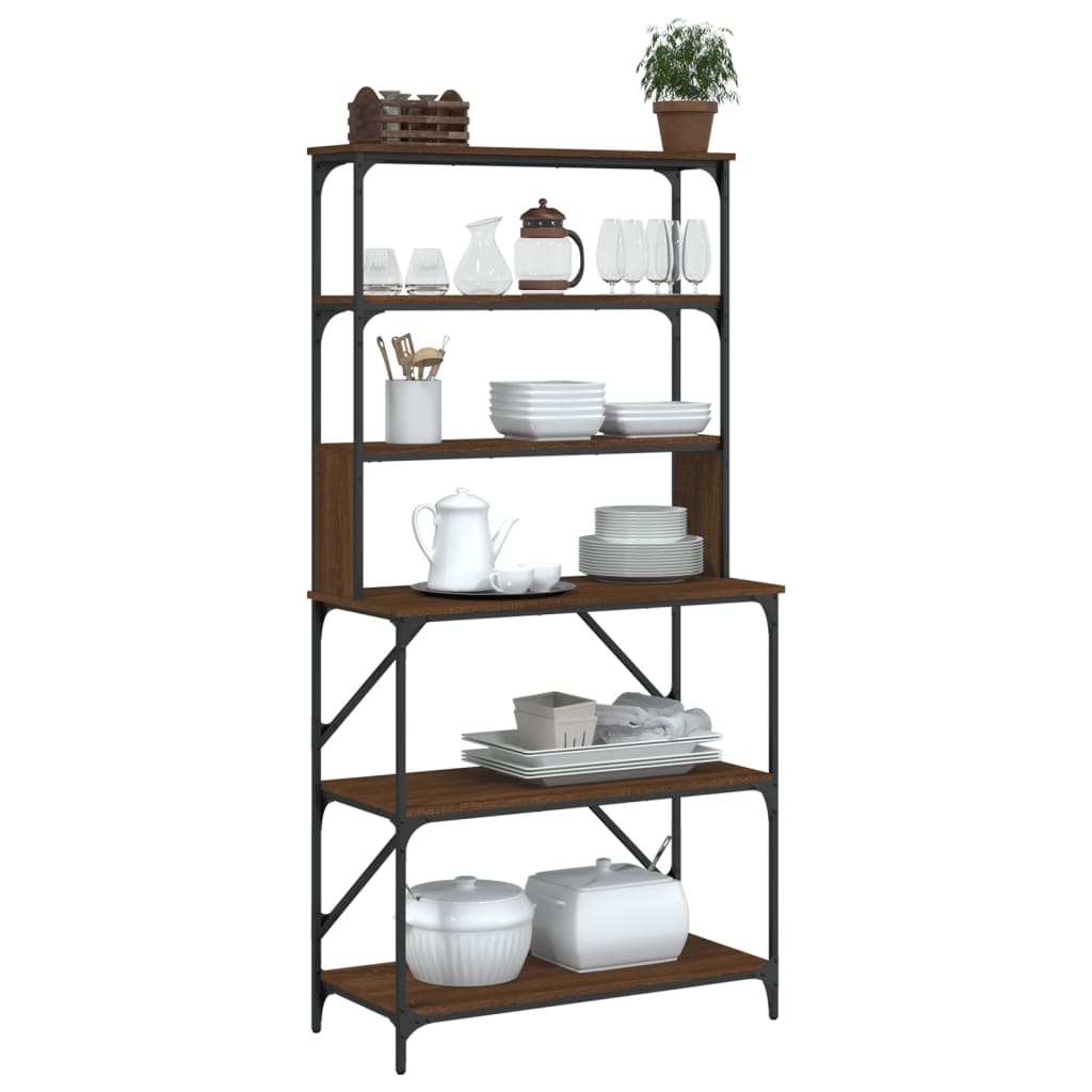 Bäckerregal 6 Fächer Braun Eichen-Optik 90X40X180 Cm