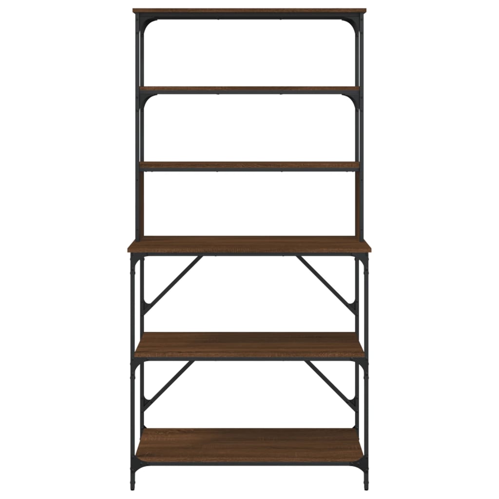 Bäckerregal 6 Fächer Braun Eichen-Optik 90X40X180 Cm