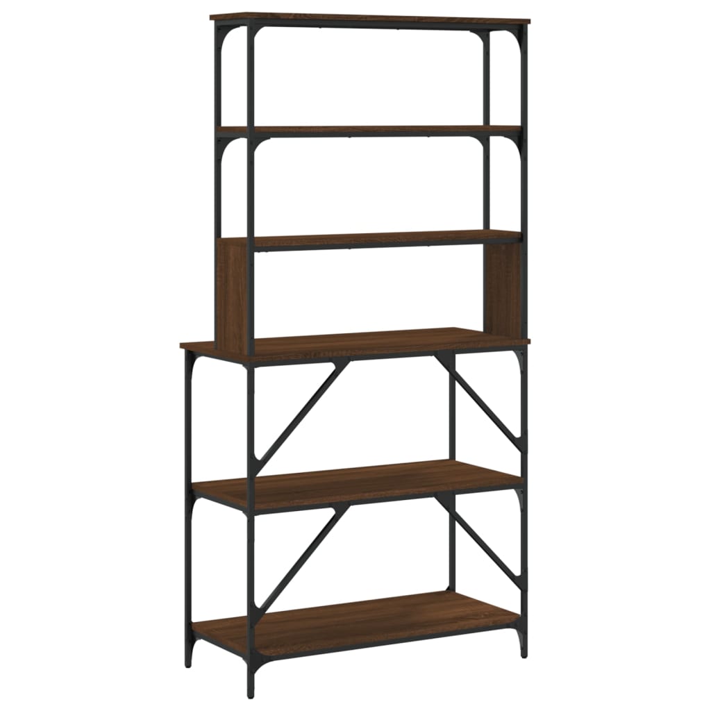 Bäckerregal 6 Fächer Braun Eichen-Optik 90X40X180 Cm