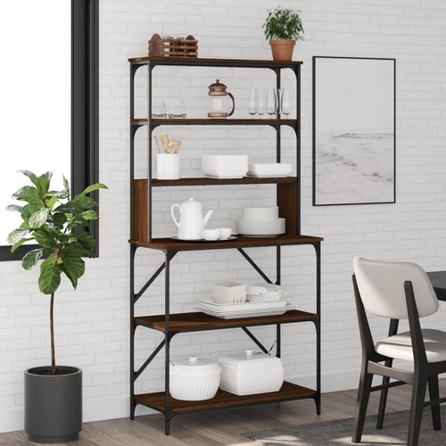 Bäckerregal 6 Fächer Braun Eichen-Optik 90X40X180 Cm