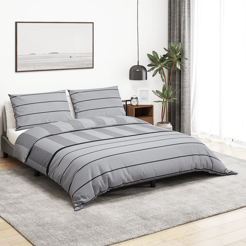 Bettwäsche-Set Grau 225X220 Cm Baumwolle Hellgrau