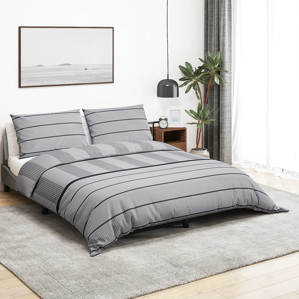 Bettwäsche-Set Grau 225X220 Cm Baumwolle Hellgrau