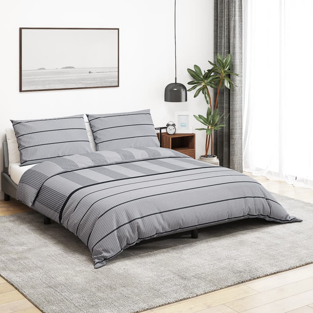 Bettwäsche-Set Grau 225X220 Cm Baumwolle Hellgrau