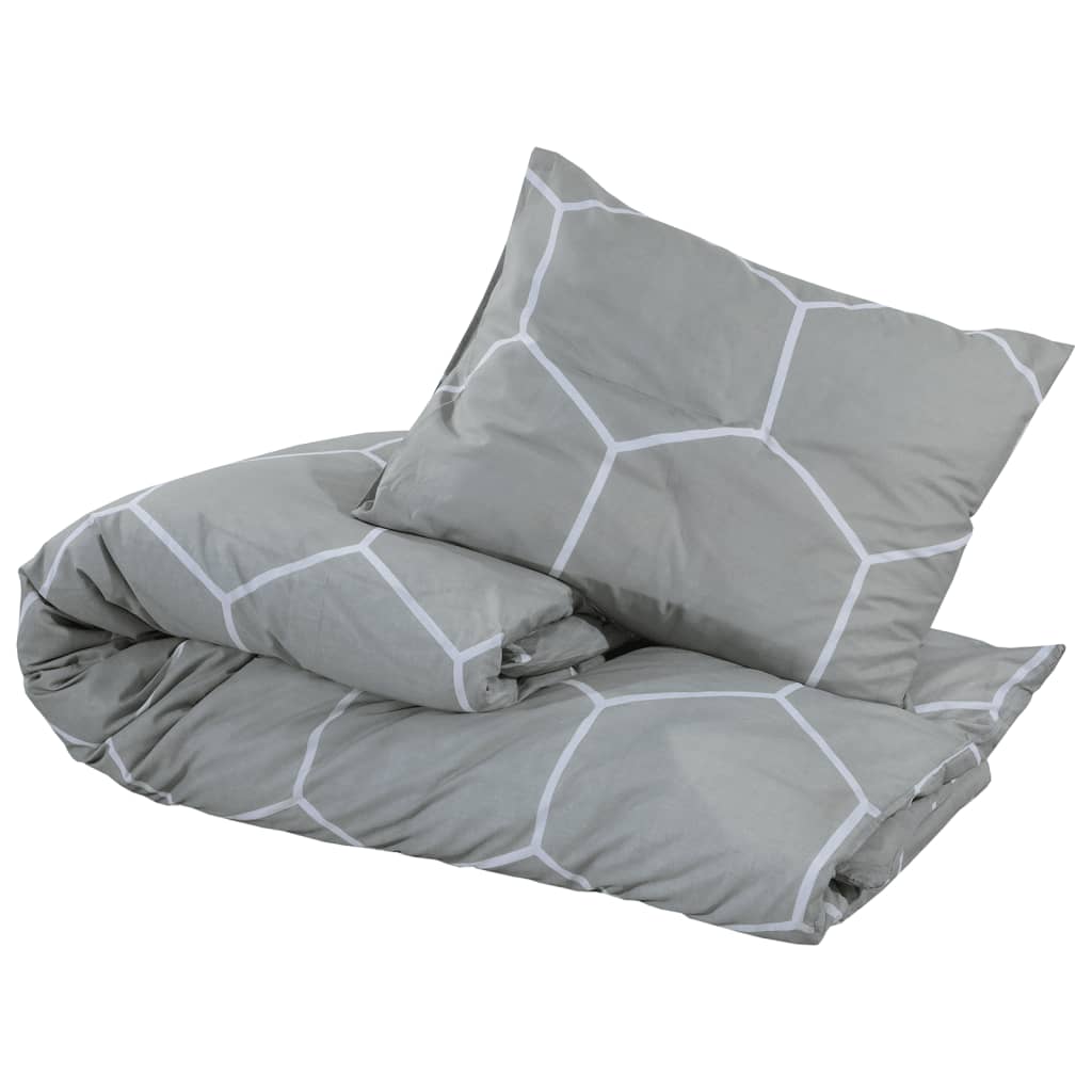 Bettwäsche-Set Grau 260X240 Cm Baumwolle Grau Und Weiß