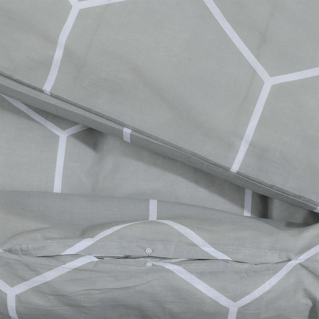 Bettwäsche-Set Grau 260X240 Cm Baumwolle Grau Und Weiß