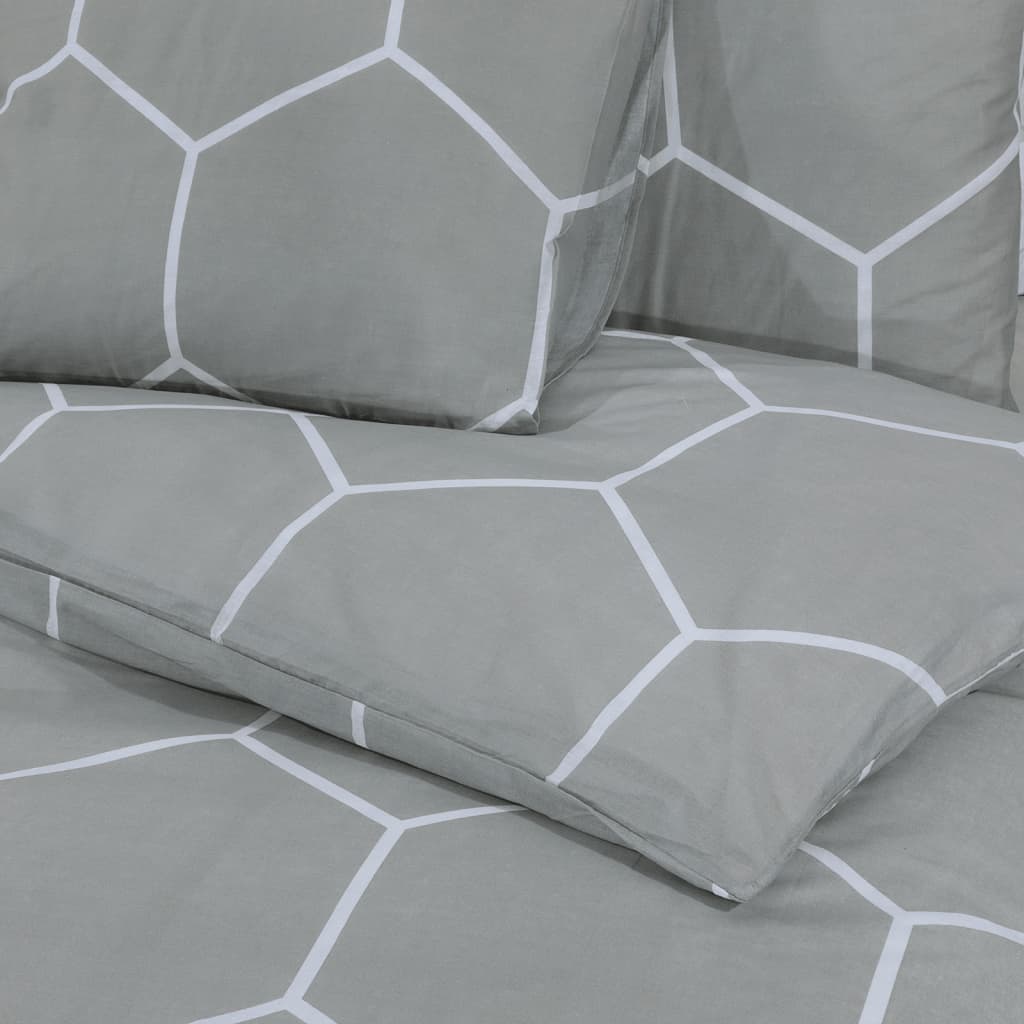 Bettwäsche-Set Grau 260X240 Cm Baumwolle Grau Und Weiß
