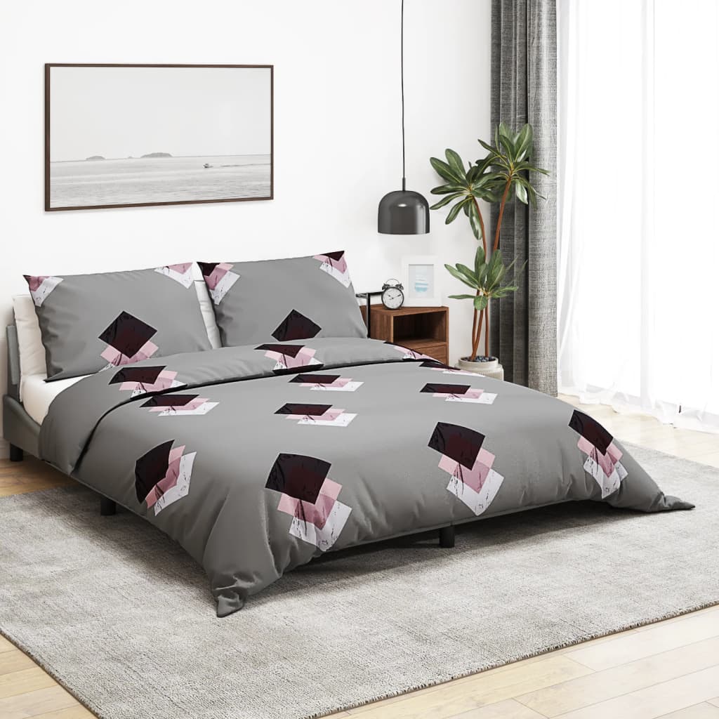 Bettwäsche-Set Grau 240X220 Cm Baumwolle Mehrfarbig