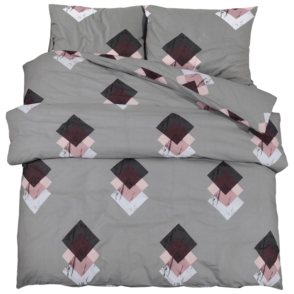 Bettwäsche-Set Grau 240X220 Cm Baumwolle Mehrfarbig