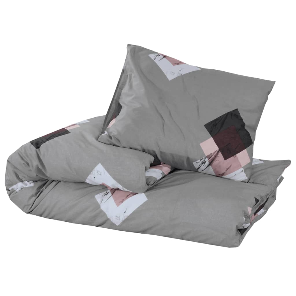 Bettwäsche-Set Grau 240X220 Cm Baumwolle Mehrfarbig