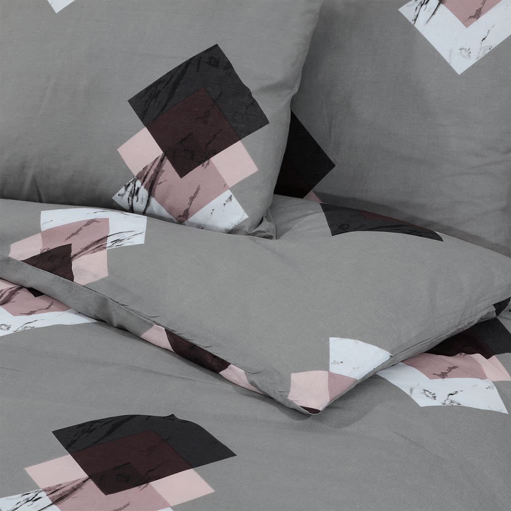 Bettwäsche-Set Grau 240X220 Cm Baumwolle Mehrfarbig