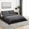 Bettwäsche-Set Dunkelgrau 200X220 Cm Baumwolle Dunkelgrau Und Schwarz