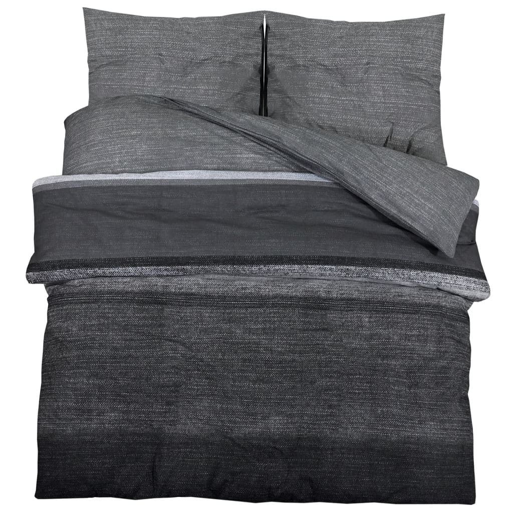 Bettwäsche-Set Dunkelgrau 200X220 Cm Baumwolle Dunkelgrau Und Schwarz