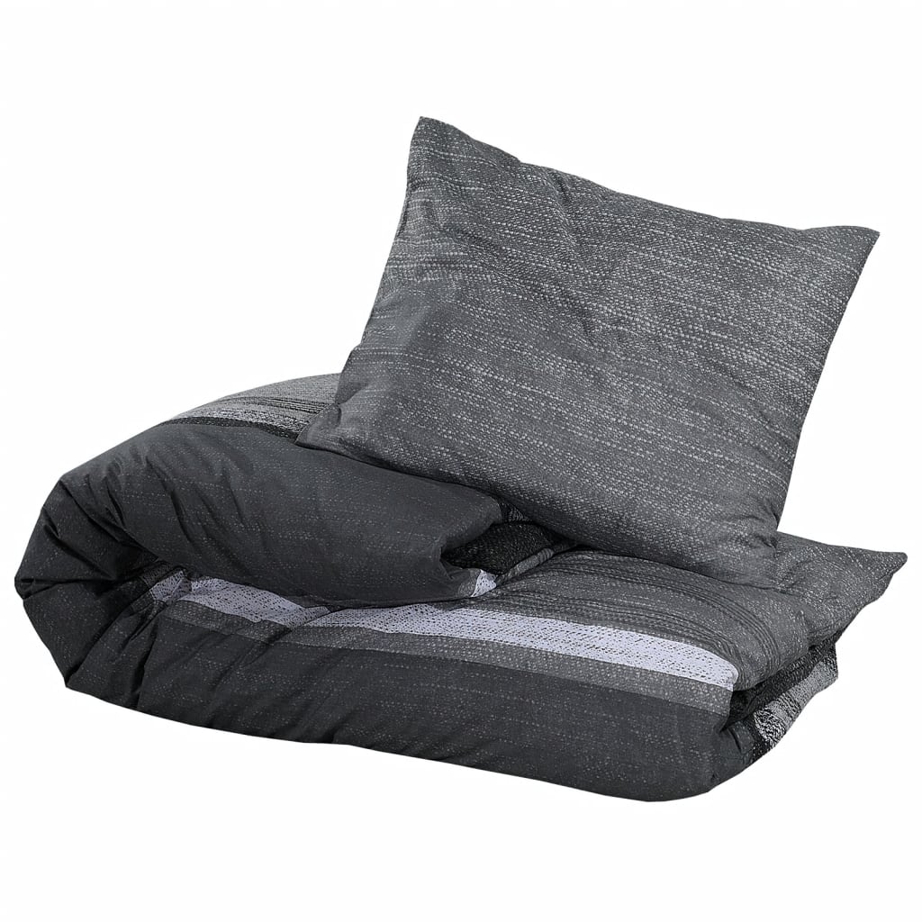 Bettwäsche-Set Dunkelgrau 200X220 Cm Baumwolle Dunkelgrau Und Schwarz