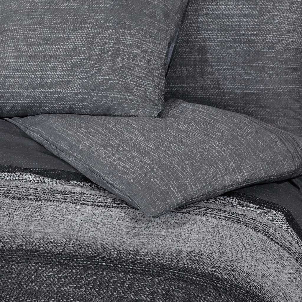 Bettwäsche-Set Dunkelgrau 200X220 Cm Baumwolle Dunkelgrau Und Schwarz