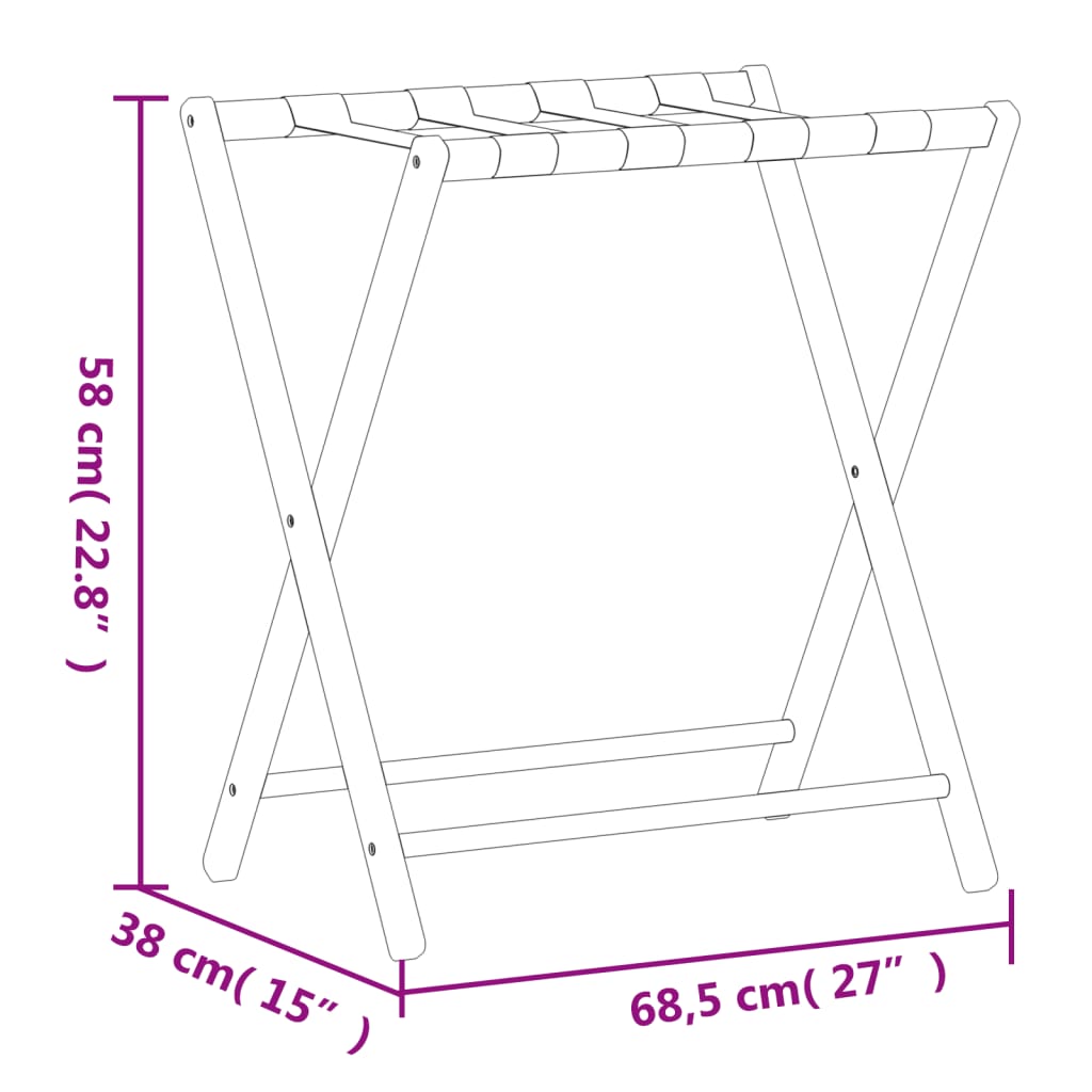 Gepäckablage Schwarz 68,5X38X58 Cm Bambus