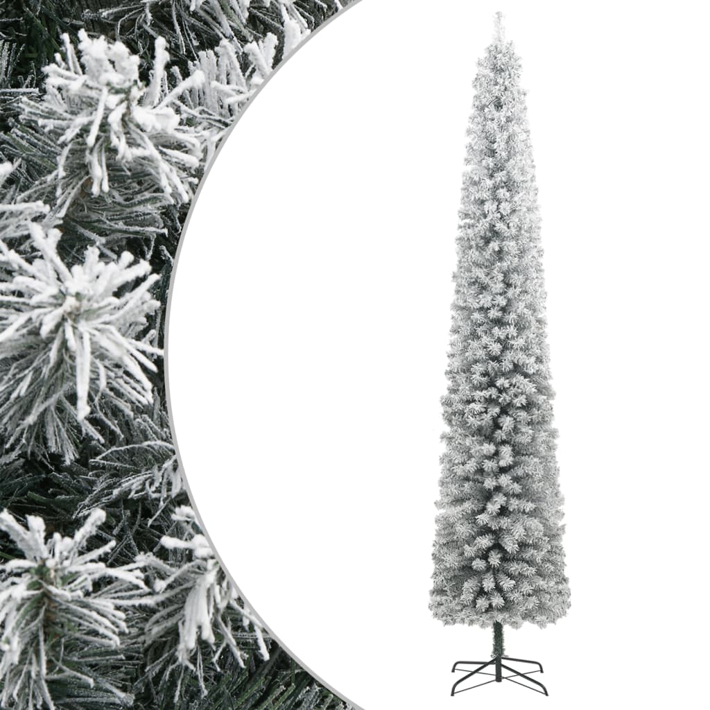Künstlicher Weihnachtsbaum Schlank Mit Schnee Grün Pvc Grün Und Weiß