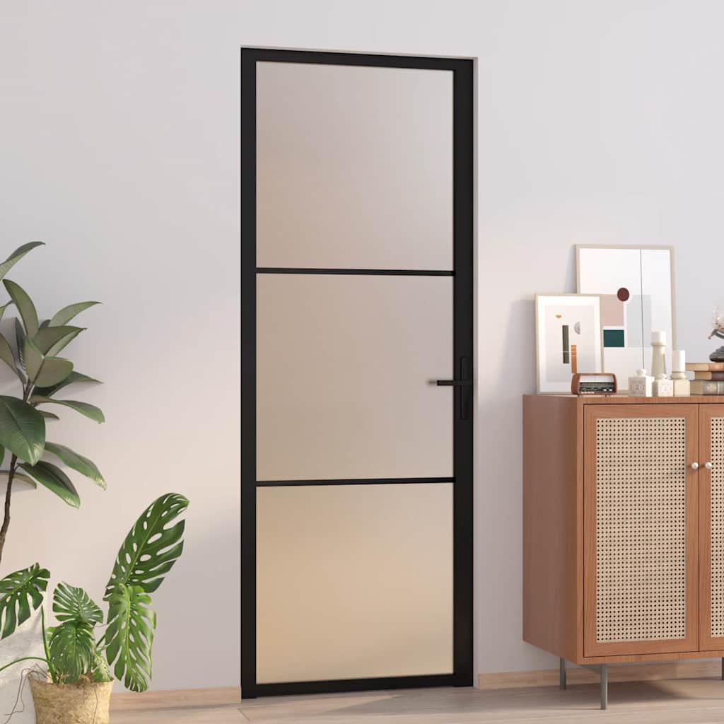 Innentür 83X201,5 Cm Schwarz Mattglas Und Aluminium Schwarz Und Frost