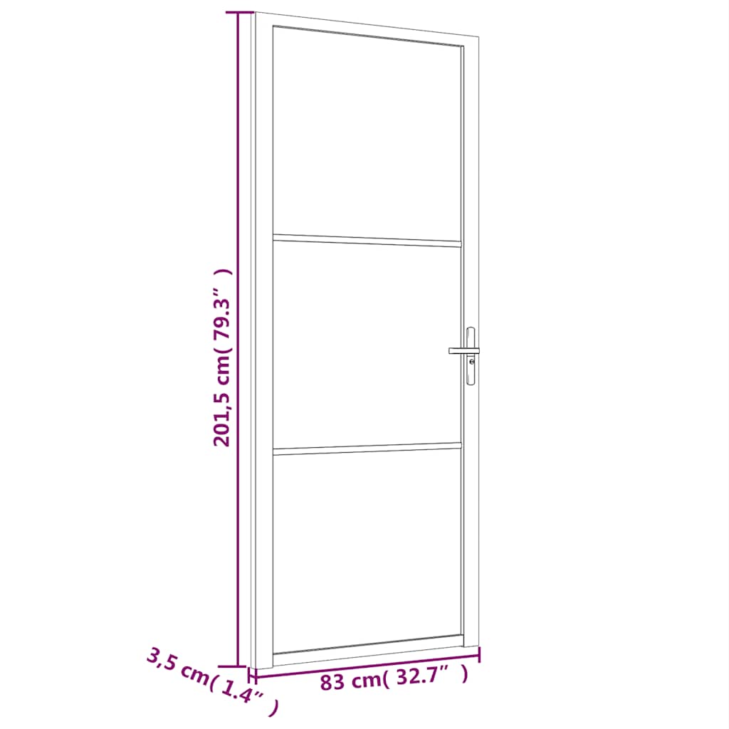Innentür 83X201,5 Cm Schwarz Mattglas Und Aluminium Schwarz Und Frost
