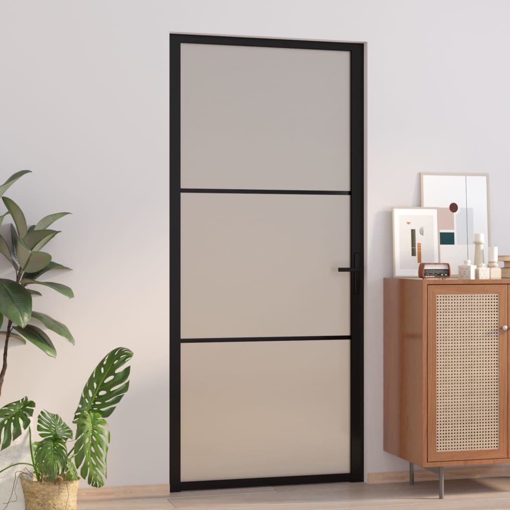 Innentür 83X201,5 Cm Schwarz Mattglas Und Aluminium Schwarz Und Frost